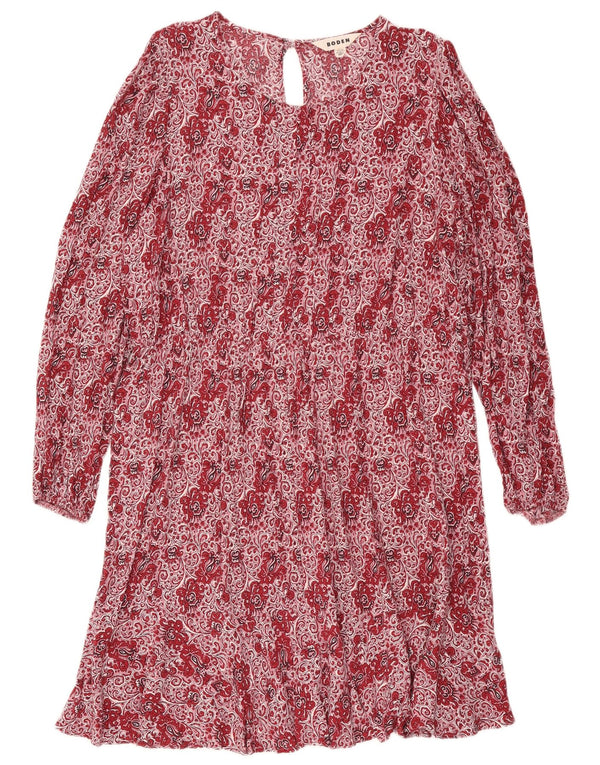 Damska sukienka typu shift Boden z długim rękawem UK 22 3XL Czerwona wiskoza Paisley