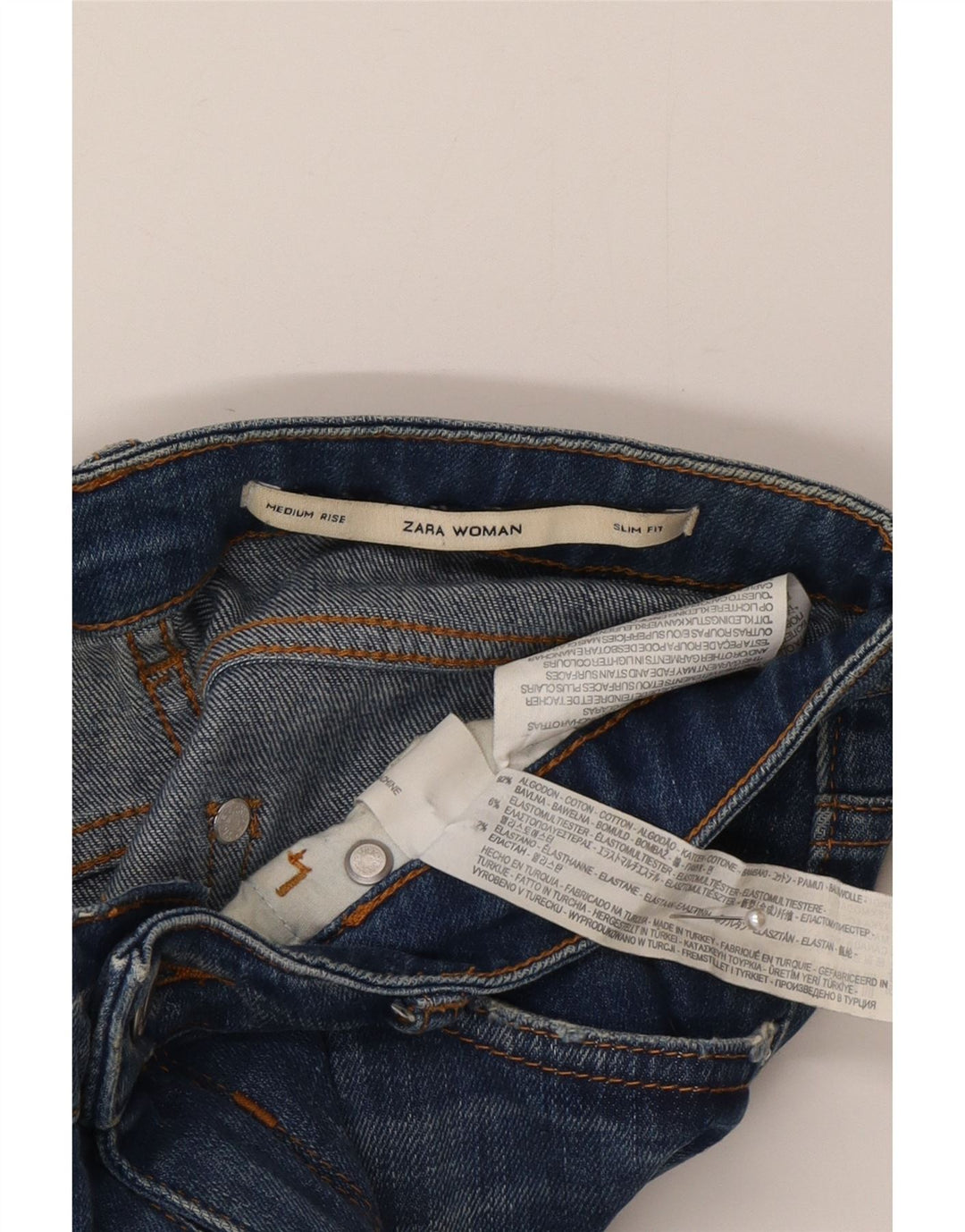 Dżinsy damskie Zara Mid Rise Slim W26 L29 Niebieskie bawełniane