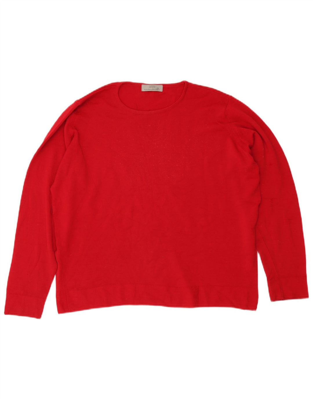 Marks & Spencer Damski sweter z dekoltem w łódkę, UK 16, duży, czerwony, wełniany