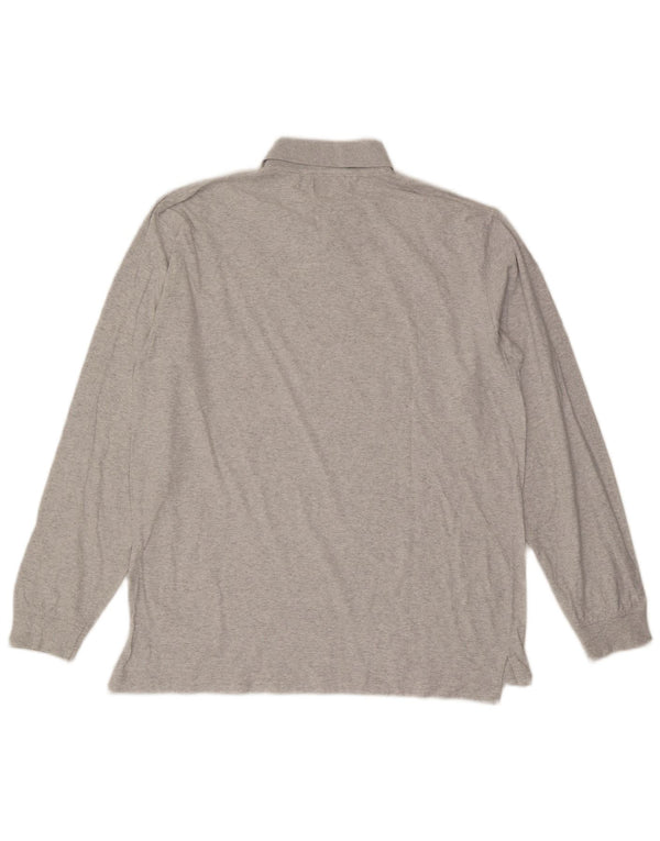 Męska koszulka polo Kappa z długim rękawem XL, szara, nakrapiana bawełna