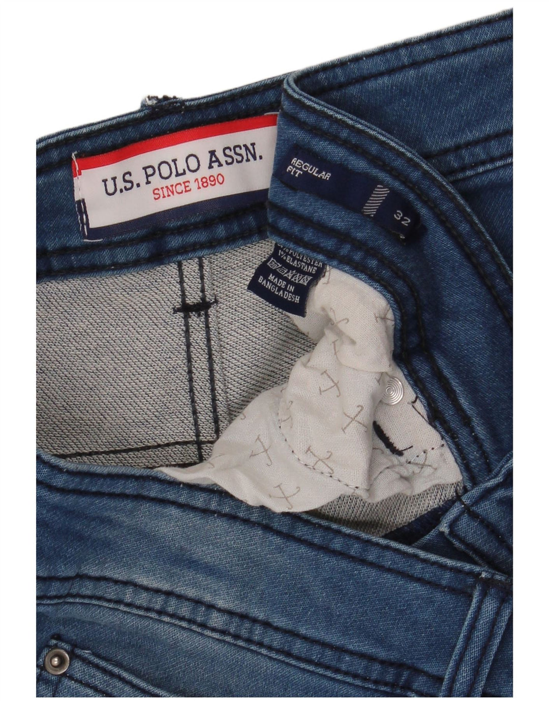 US Polo Assn. Męskie spodenki dżinsowe o regularnym kroju W32, średni niebieski poliester