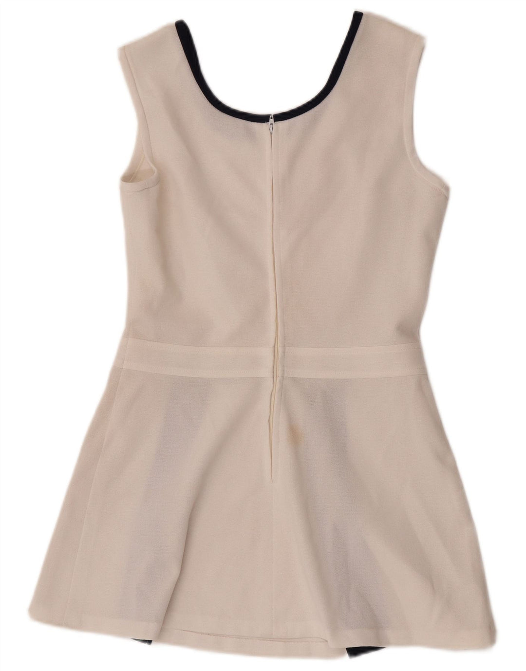 Damska bluzka bez rękawów w stylu vintage IT 46, duża, biała, z blokami kolorów