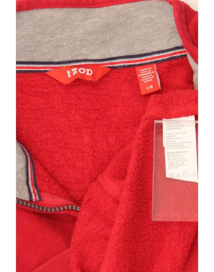 IZOD Mens Zip Neck Sweatshirt Jumper Large Red Cotton Vintage Izod and Second-Hand Izod from Messina Hembry 