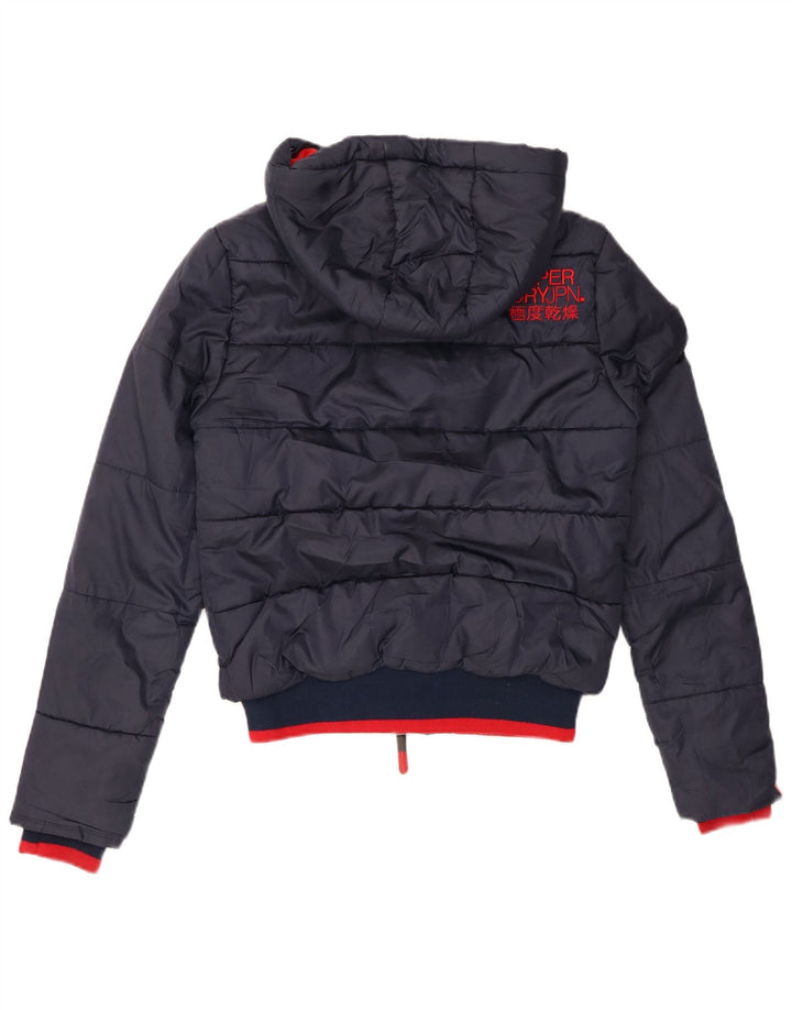 SUPERDRY Męska ocieplana kurtka z kapturem UK 36, mała, granatowa, poliester