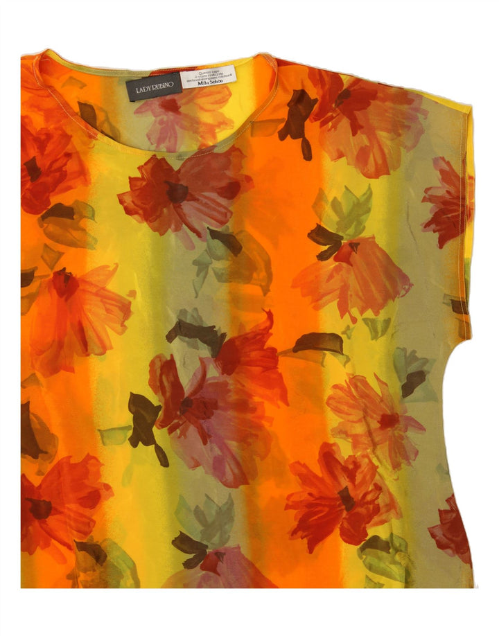 VINTAGE Womens Blouse Top UK 16 Large Yellow Floral Vintage Vintage and Second-Hand Vintage from Messina Hembry 