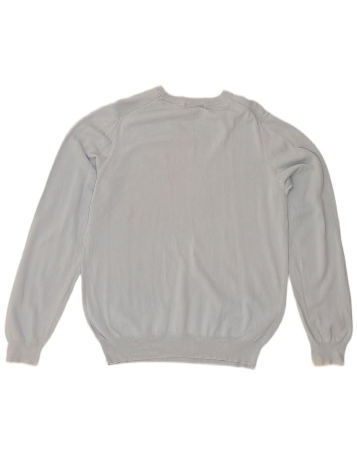 Męski sweter klubowy LYLE & SCOTT z dekoltem w kształcie litery V, mały, niebieski