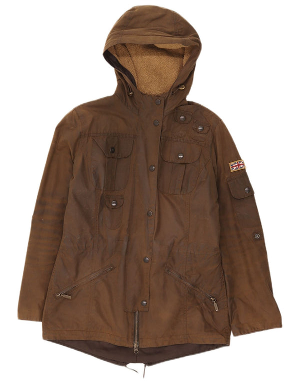Damska kurtka parka z kapturem i woskowaną bawełną Barbour UK 8 Small Khaki