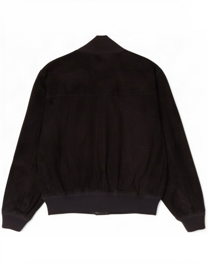 Rupp & Taureck Couture Męska zamszowa kurtka bomber UK 38 Średnia czarna skóra