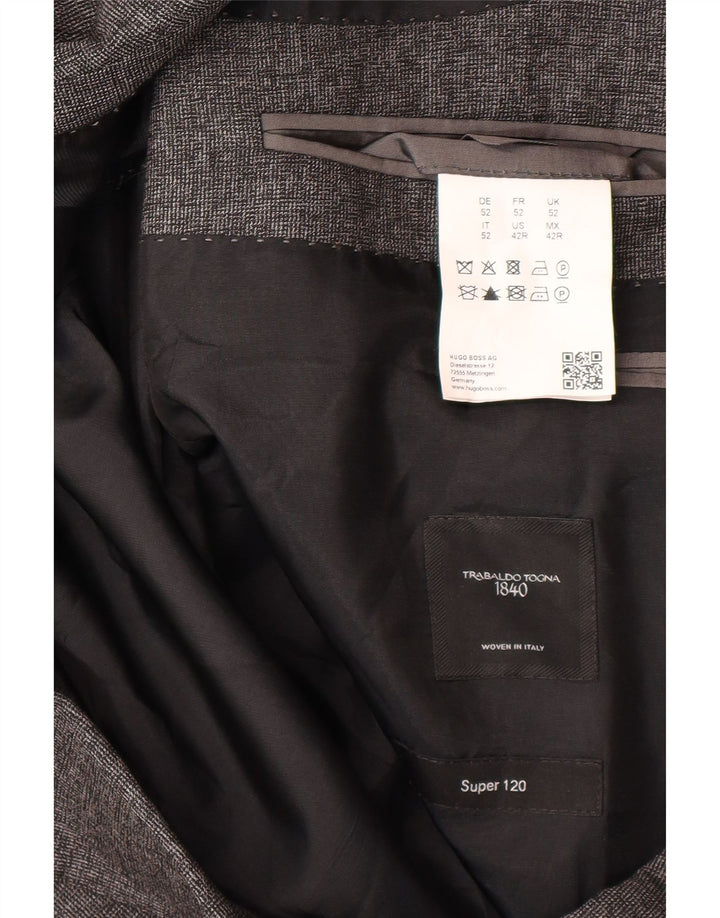 Męska marynarka Hugo Boss Slim zapinana na 2 guziki IT 52 XL Szara dziewicza wełna