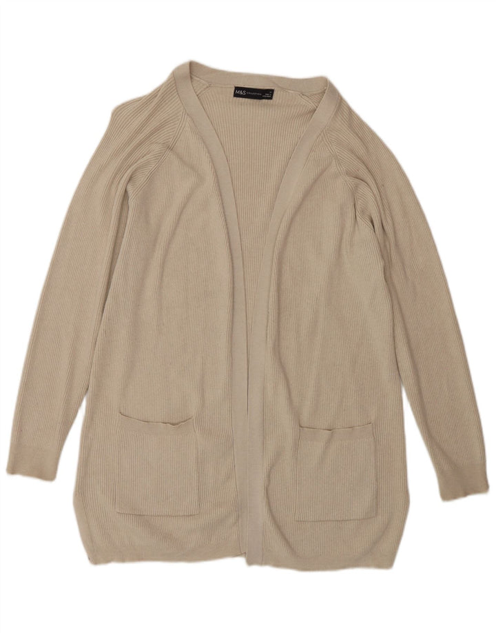 Sweter damski Marks & Spencer z otwartym kardiganem UK 14, średni beż, wiskoza