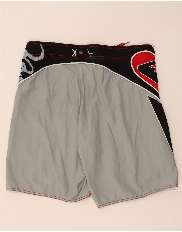 Męskie spodenki kąpielowe QUIKSILVER z grafiką, duże, czerwone, poliestrowe z blokami kolorów
