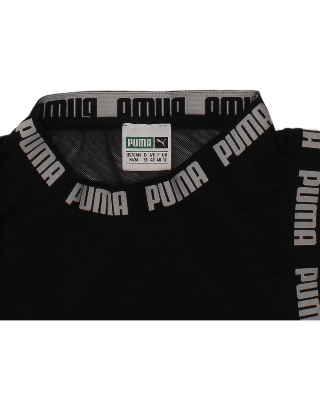PUMA Womens Crop Graphic Vest Top UK 12 Medium Black