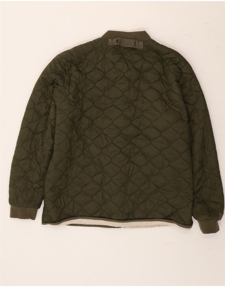 Damska pikowana kurtka Jack Wills Sherpa UK 14, duża, zielona poliamid
