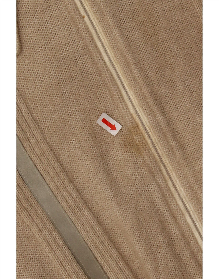 Sweter damski w stylu vintage, krótki kardigan UK 12, średnia beżowa wełna z alpaki