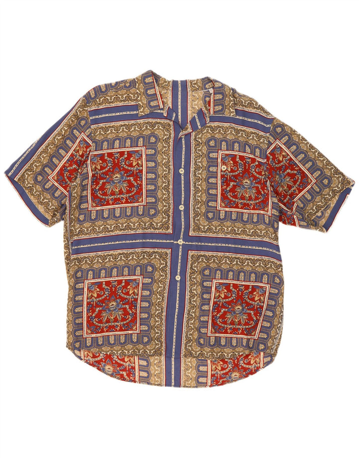 Koszula męska z krótkim rękawem w stylu vintage, duża, wielobarwna patchworkowa