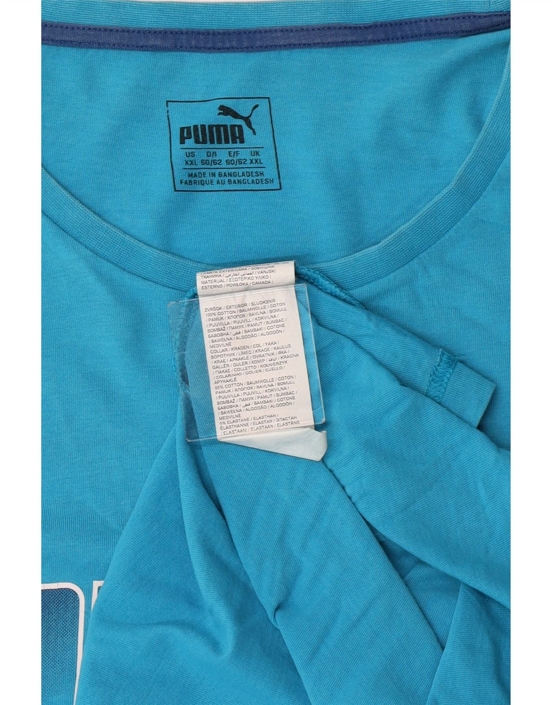 Męska koszulka z grafiką Puma, 2XL, niebieska, bawełniana