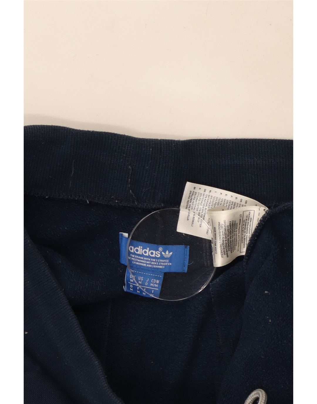 Męskie spodnie dresowe ADIDAS z grafiką, średnie, granatowe, bawełniane