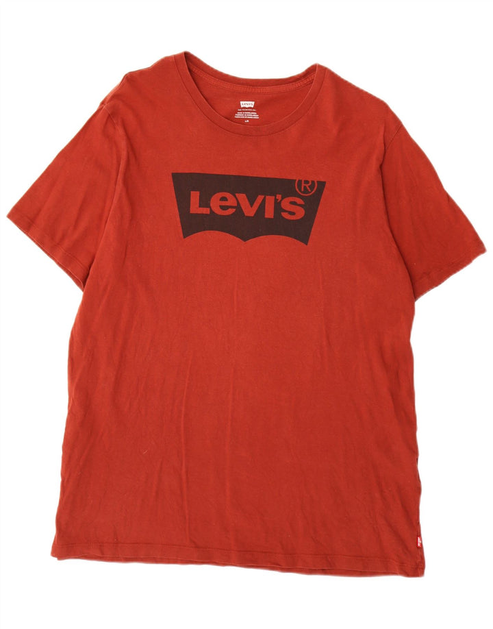 Męski T-shirt z grafiką Levi's, duży, czerwony, bawełniany
