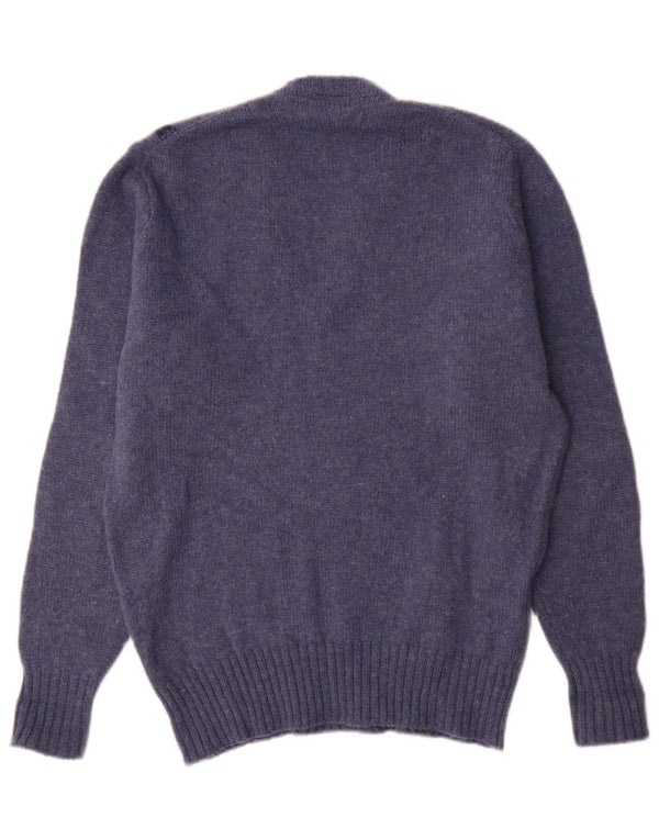 Męski sweter w stylu vintage z dekoltem w szpic IT 48 Średni granatowy w paski, nowa wełna