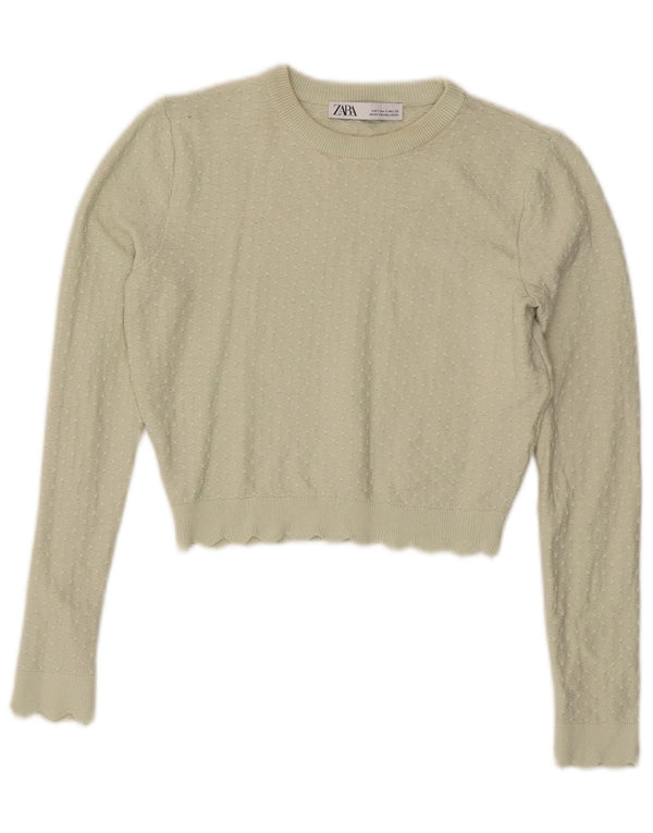 Damski sweter Zara Crop Boat Neck Sweter UK 10 Small Green Wiskoza