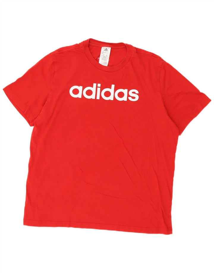 Męska koszulka z grafiką Adidas, duża, czerwona, bawełniana