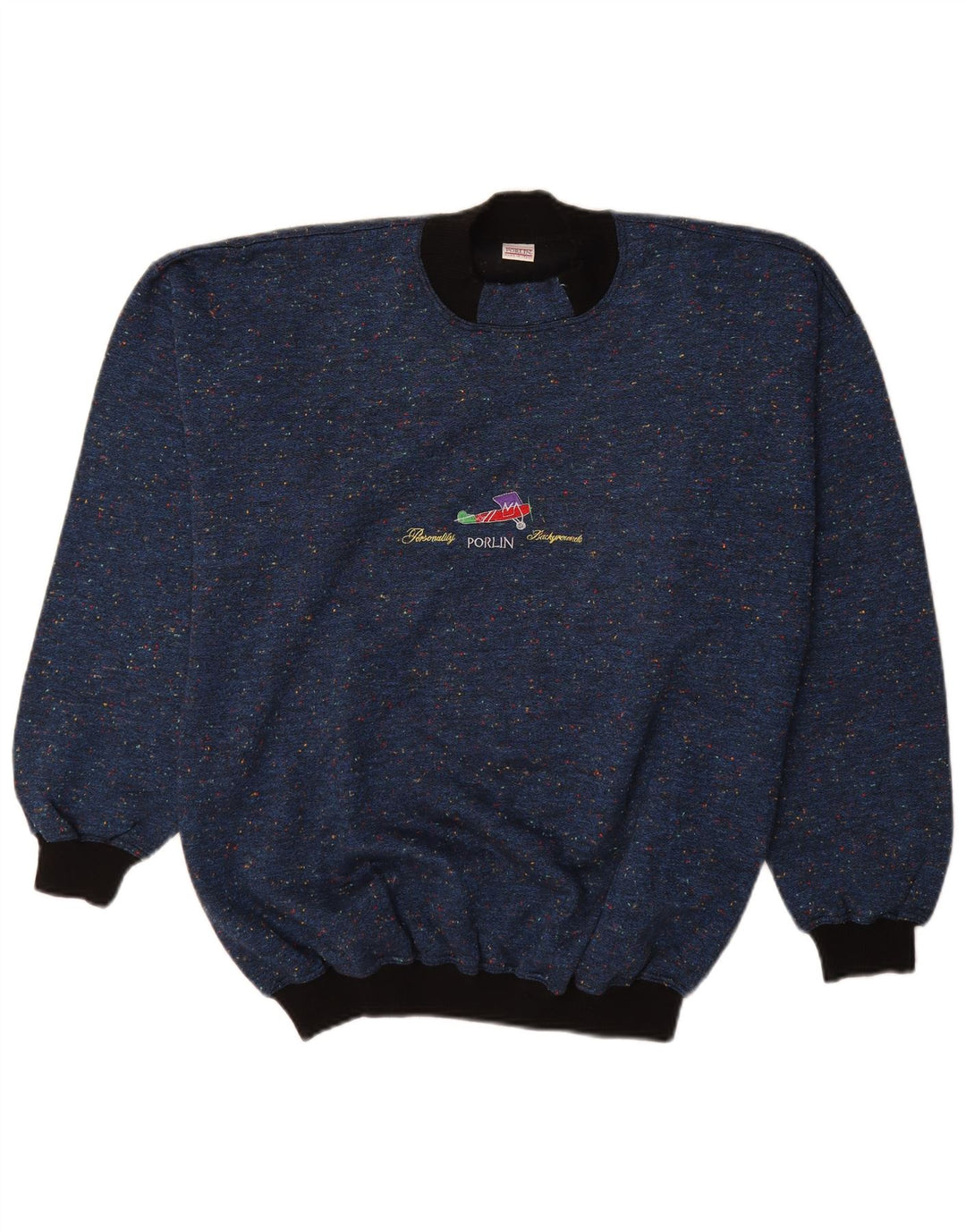 Vintage męski sweter z golfem IT 48 średni granatowy nakrapiany