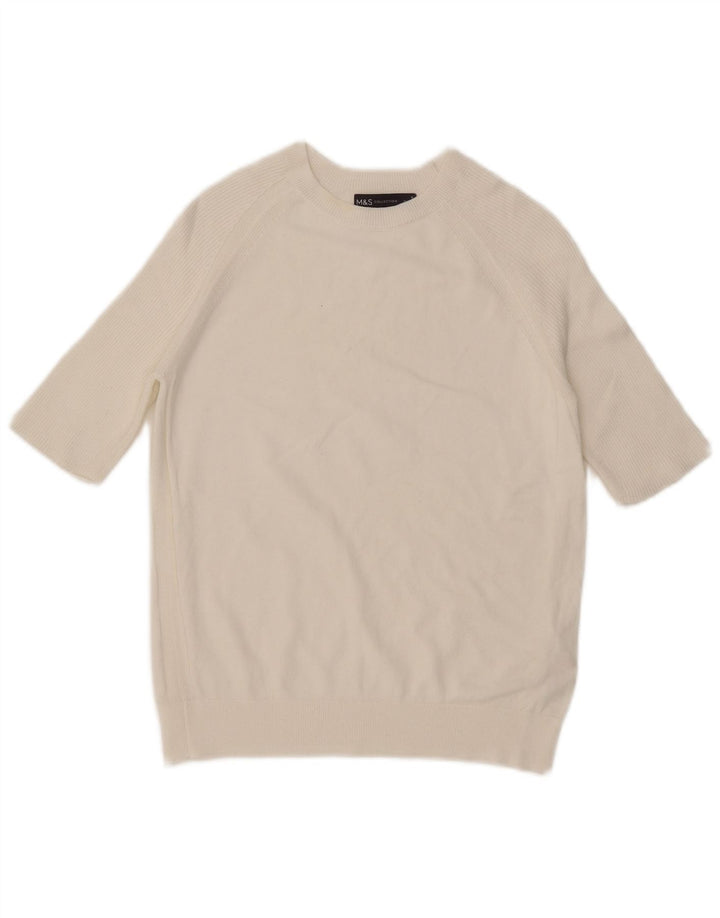 Marks & Spencer Damski sweter z dekoltem w łódkę, UK 10, mały, biały