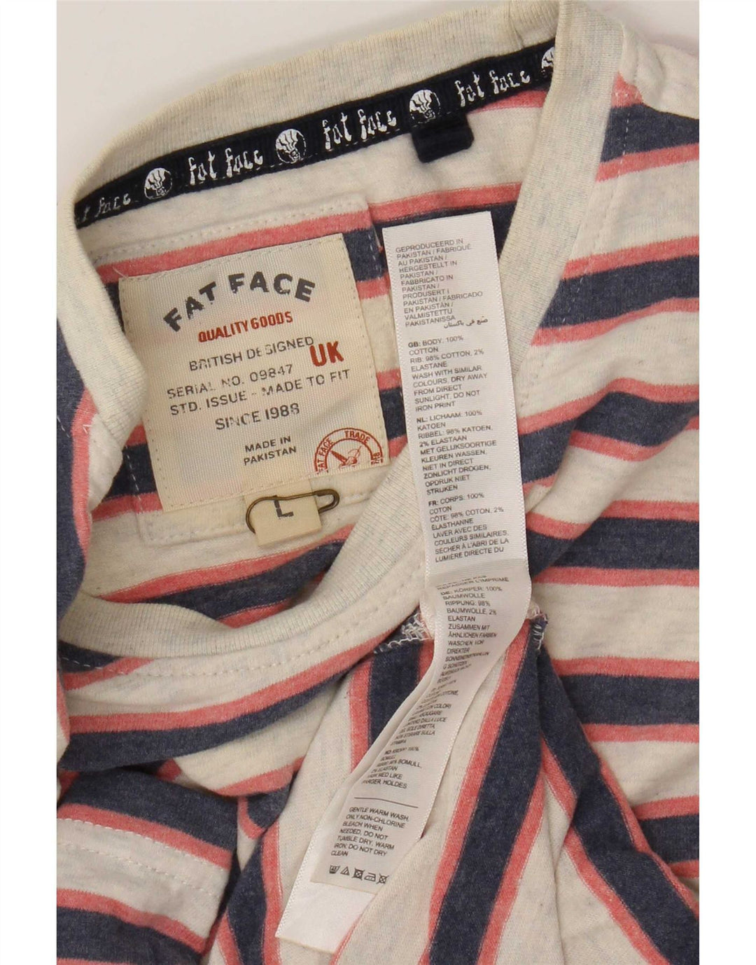 T-shirt męski Fat Face, duży, bawełniany w szare paski