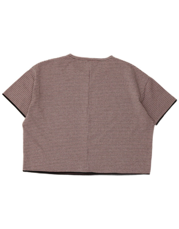 Damska bluzka oversize Zara UK 14, duża, brązowa pepitka