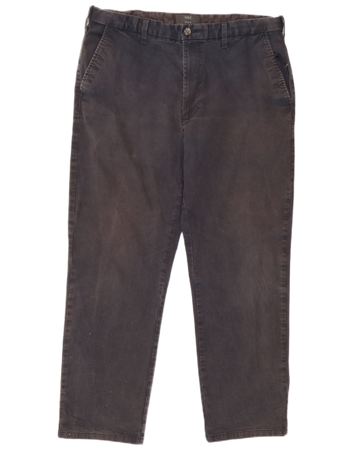 Męskie spodnie typu chino Regular Marks & Spencer W38 L29 Granatowa bawełna