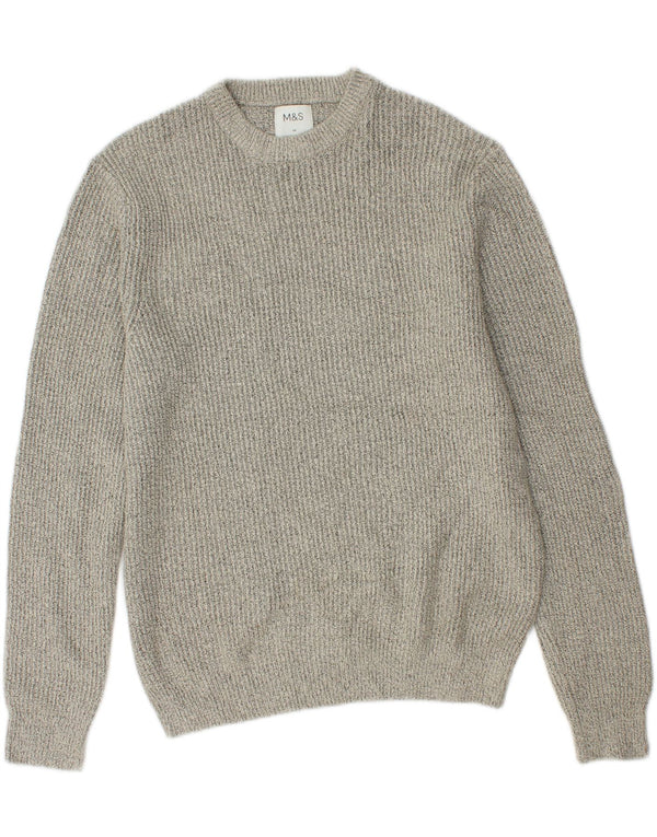 MARKS & SPENCER Mens Crew Neck Jumper Sweater Medium Grey Polyamide