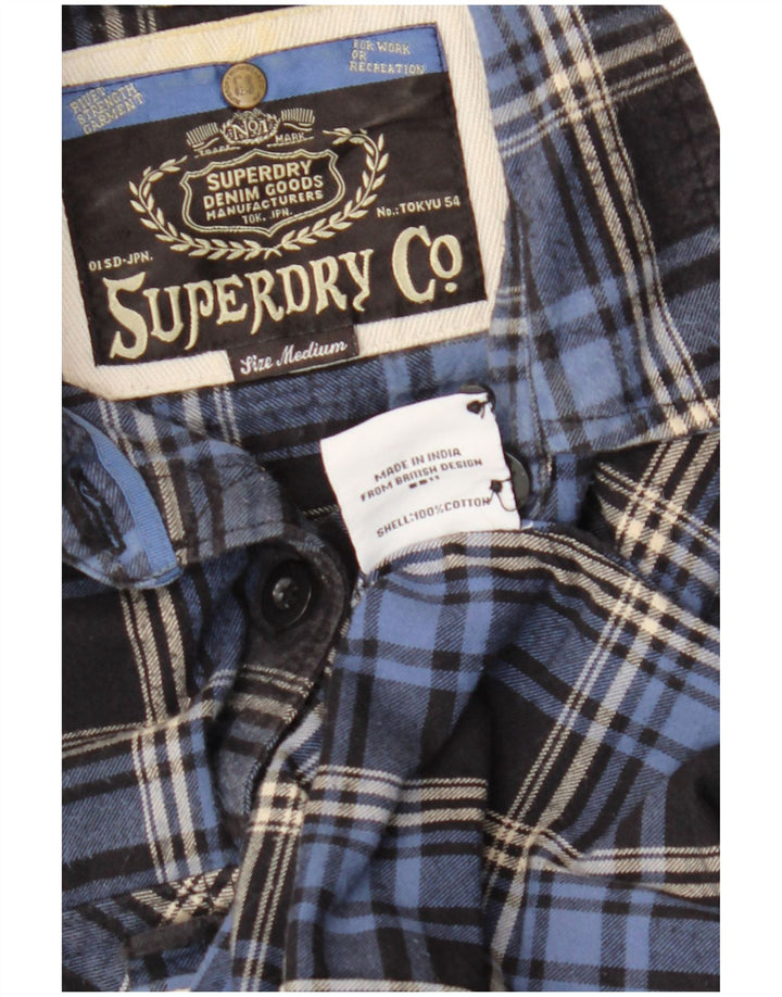 SUPERDRY Damska koszula flanelowa z rękawem 3/4 UK 14, średnia granatowa kratka