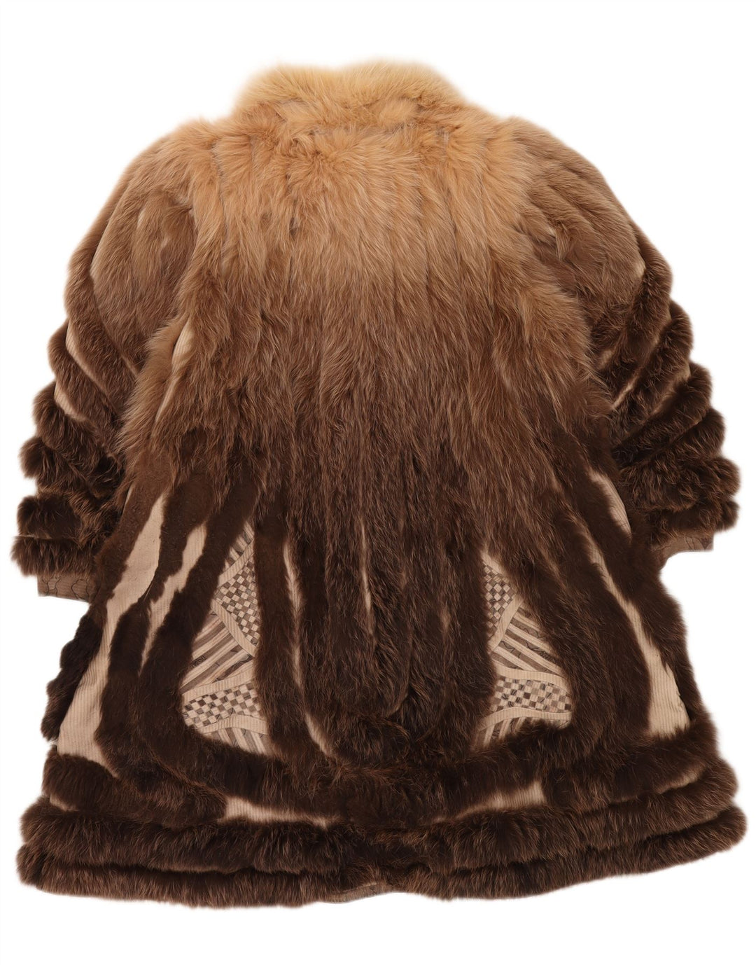 Dwustronny płaszcz damski ze sztucznego futra VINTAGE UK 18 XL w kolorze brązowym w kwiaty