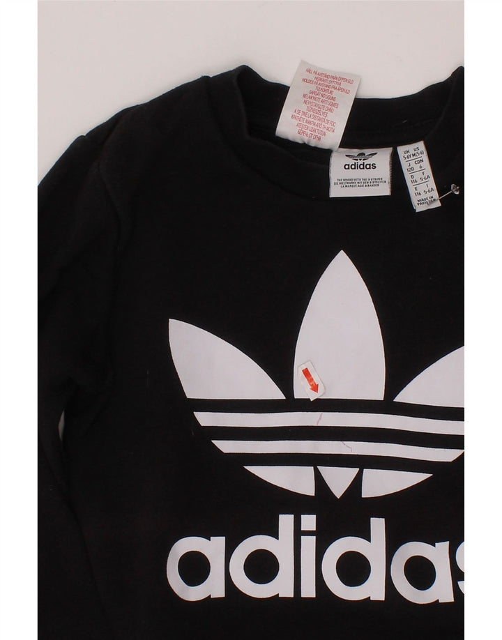 Bluza chłopięca ADIDAS z grafiką, 5-6 lat, czarna, bawełniana