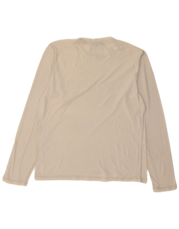 WOOLRICH Mens Graphic Top Long Sleeve Large Off White Cotton