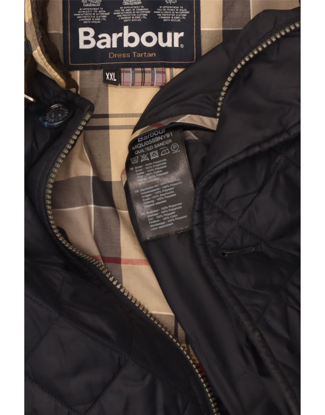 Męska pikowana kurtka Barbour UK 44 2XL granatowa, poliamidowa