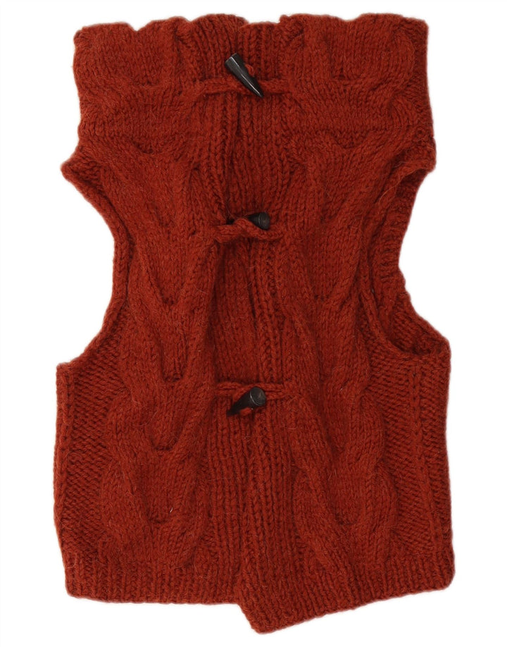 Damski sweter bez rękawów w stylu vintage, UK 12, średni brąz