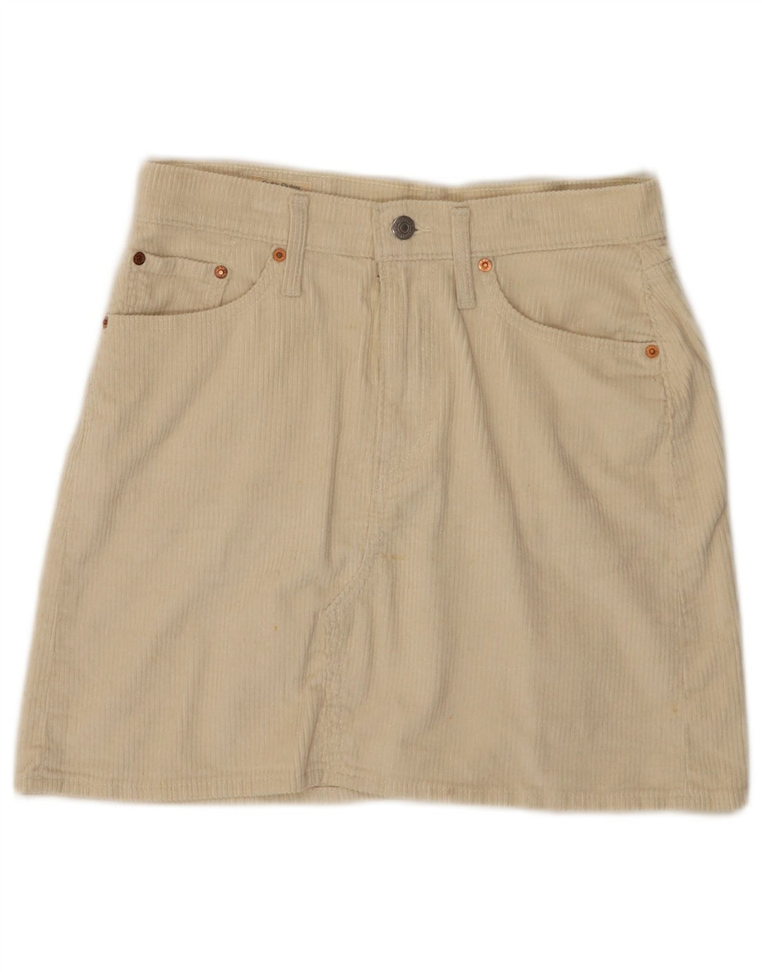 LEVI'S Damska mini spódniczka sztruksowa 501 W28 Średnia złamana biała bawełna