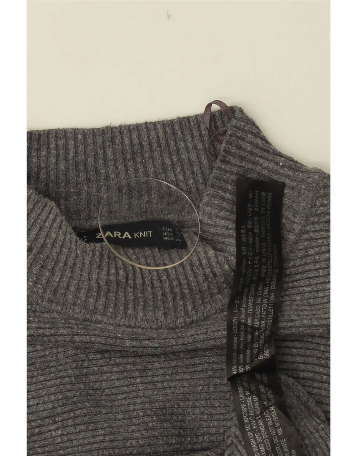 Damski sweter Zara Crop Oversize z golfem UK 10 Small Grey