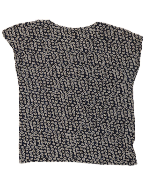 Bluzka damska Vintage Top IT 48 XL Niebieski kwiatowy jedwab