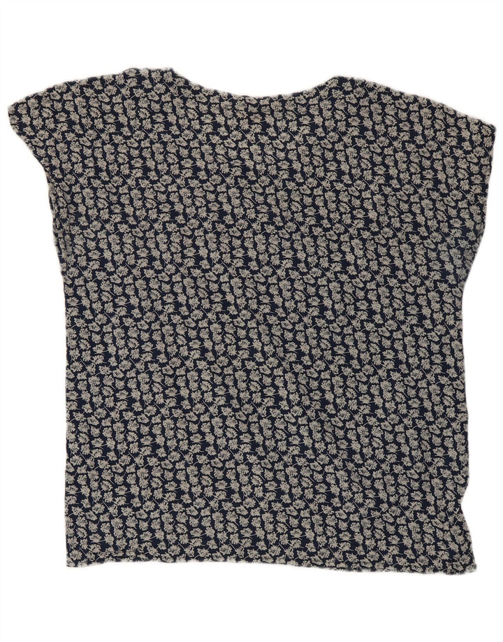 Bluzka damska Vintage Top IT 48 XL Niebieski kwiatowy jedwab