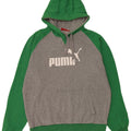 Męski sweter z kapturem Puma z grafiką, średnioszary, bawełniany z blokami kolorów