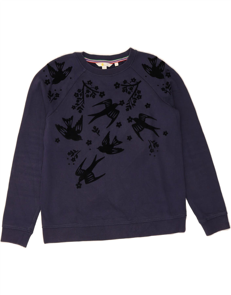 BODEN Womens Graphic Sweatshirt Jumper UK 14 Medium Navy Blue Cotton Vintage Boden and Second-Hand Boden from Messina Hembry 