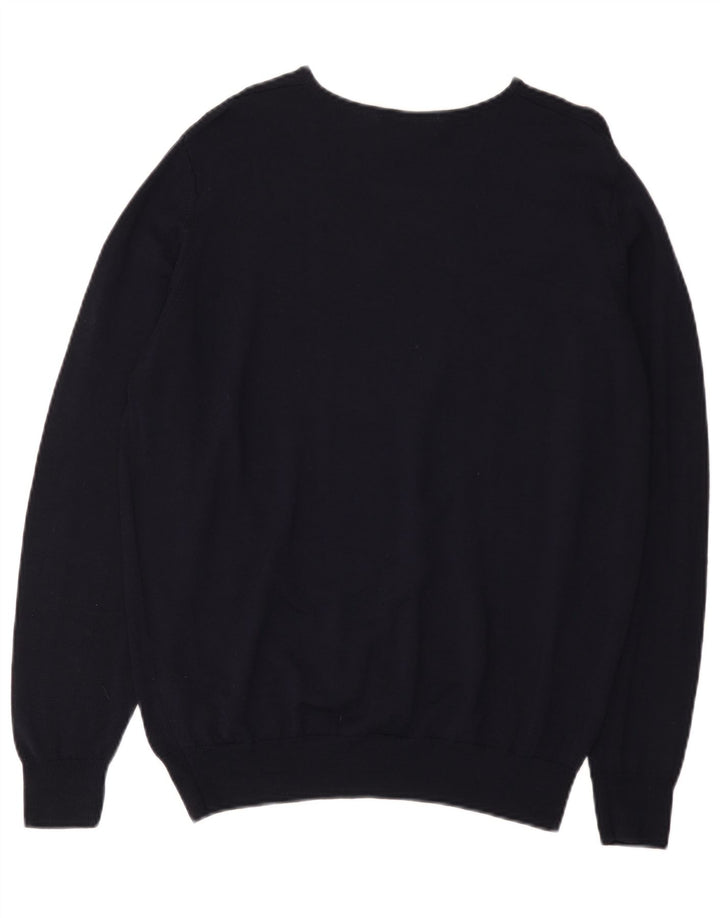 Marks & Spencer Damski sweter z dekoltem w kształcie litery V, UK 16, duży, granatowy, wełniany