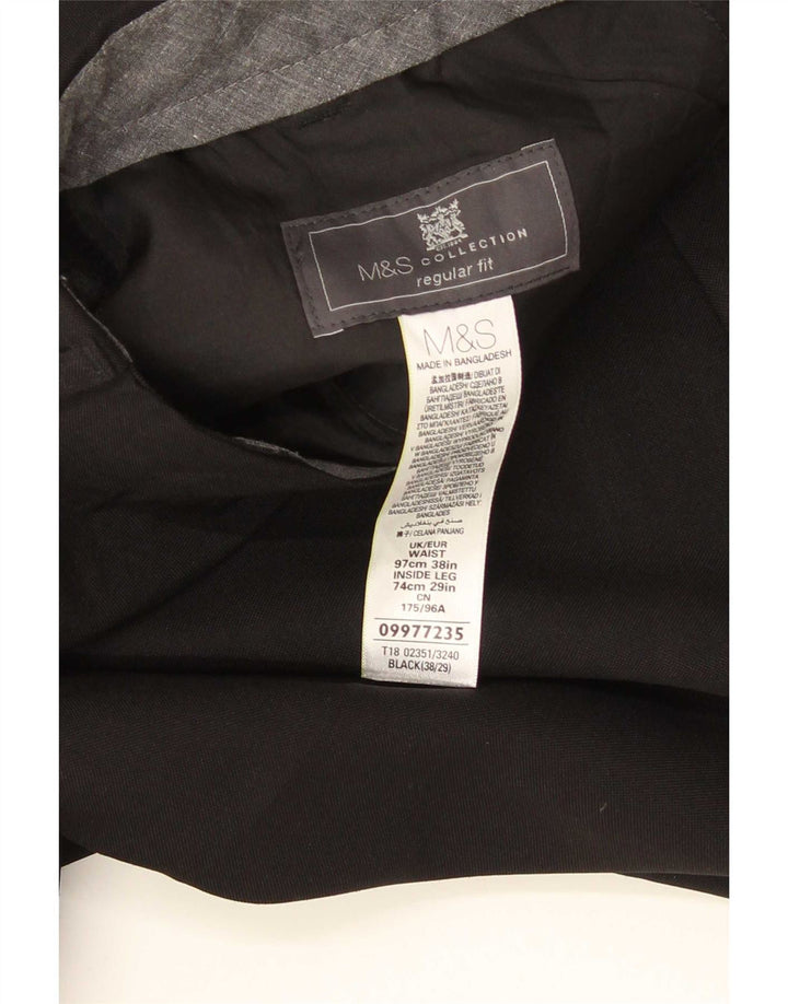 Damskie spodnie garniturowe Marks & Spencer o regularnym kroju W38 L29, czarny poliester