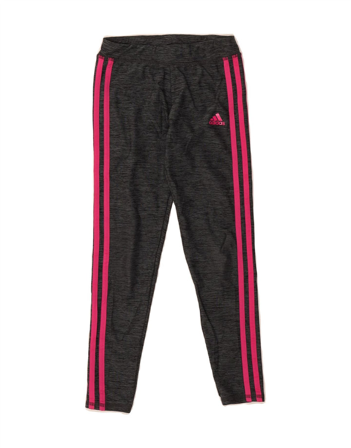 ADIDAS Girls Leggings 7-8 Years  Grey Flecked Polyester Vintage Adidas and Second-Hand Adidas from Messina Hembry 