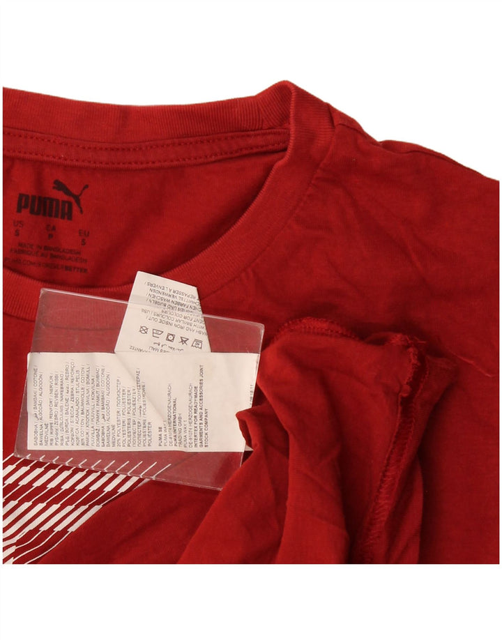 Męski T-shirt z grafiką Puma, mały, czerwony, bawełniany