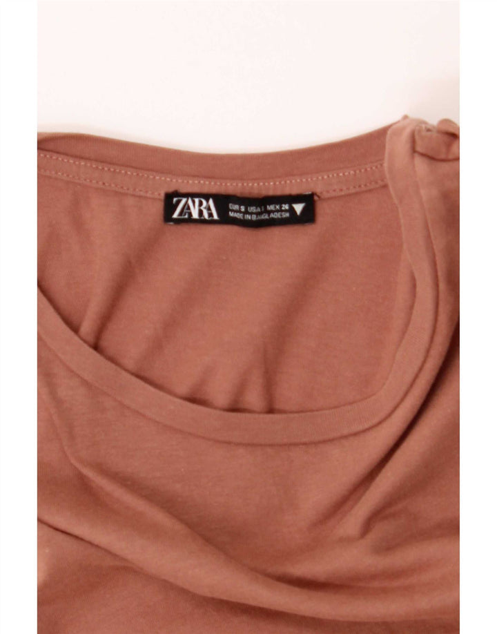 Damska bluzka z krótkim rękawem Zara Top UK 10 Small Brown