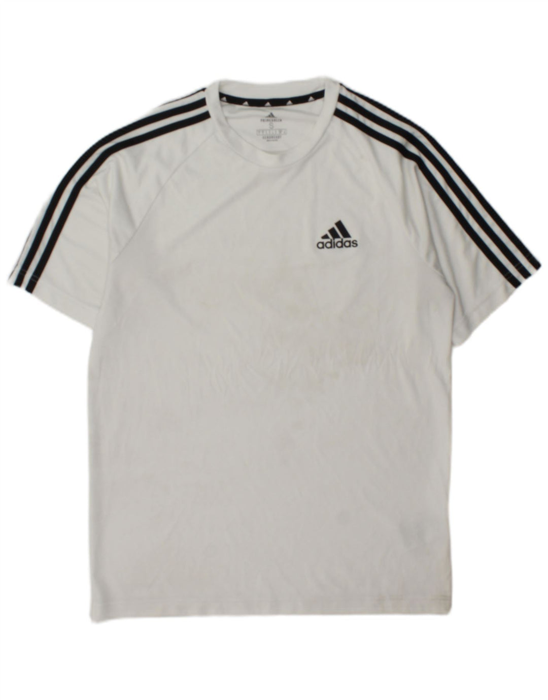 Męska koszulka Adidas Aeroready Top, mała, biała, z blokami kolorów, poliestrowa