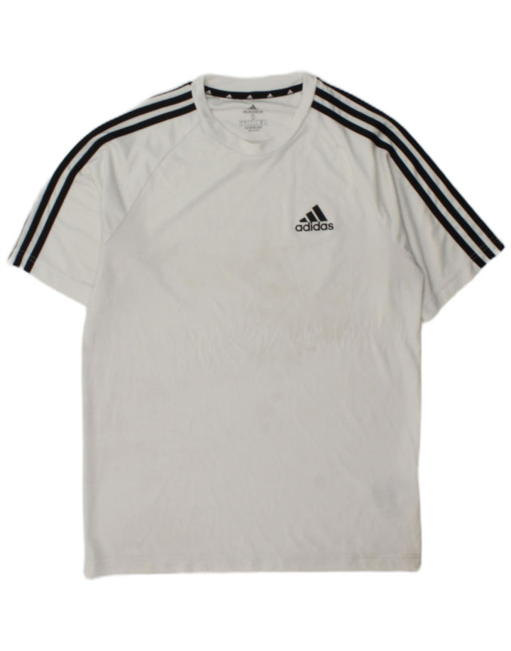 Męska koszulka Adidas Aeroready Top, mała, biała, z blokami kolorów, poliestrowa